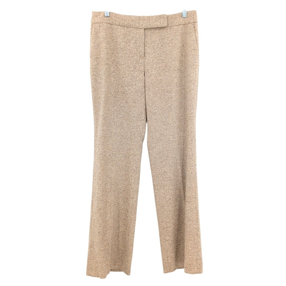 Saks Fifth Avenue Wool Silk Pants Madison Fit Tan Straight Leg 8 Quiet Luxury
